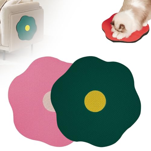 Kratzbrett, Katze Kratzmatte, Katze Wand, Katzenkratzbretter, Kratzmatte Selbstklebend, Vielseitige Selbstklebende Ersatz, Flower Scratching Pad for Cats für Möbel, Kratzbäume (Grün+Pink) von ComedyKing