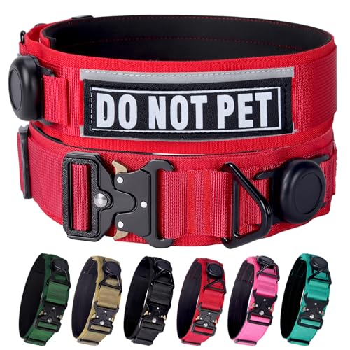 Comfluxe AirTag Hundehalsband, 5,1 cm breit, taktisches Militär-Hundehalsband mit AirTag-Halterung und 3 Haustier-Patches, weich gepolstertes, reflektierendes, wasserdichtes Nylon-Halsband mit von Comfluxe