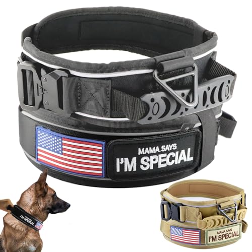 Comfluxe Taktisches Hundehalsband, strapazierfähig, reflektierendes Hundehalsband mit Griff, Dickes Hundehalsband für mittelgroße und große Hunde, 6,6 cm breit, Militär-Hundehalsband mit Comfluxe Taktisches Hundehalsband, strapazierfähig, reflektierendes Hundehalsband mit Griff, Dickes Hundehalsband für mittelgroße und große Hunde, 6,6 cm breit, Militär-Hundehalsband mit von Comfluxe