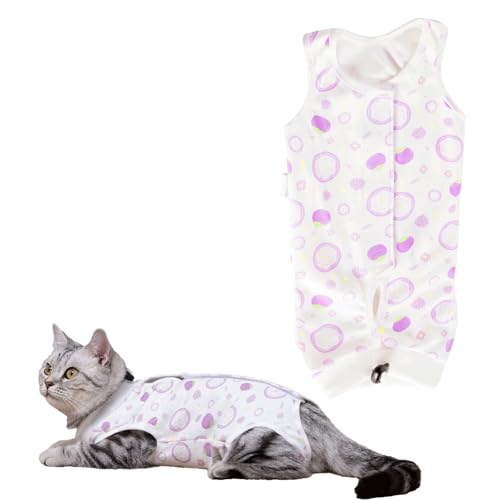 Cat Erholung Anzug, Genesungsanzug Für Kätzchen Nach Operationen, Collar-Alternative Bei Bauchwunden Oder Hautkrankheiten, Pyjamaanzug Für Katzenwelpen, Verhindert Haarausfall (L, Mangostan) von Comforso