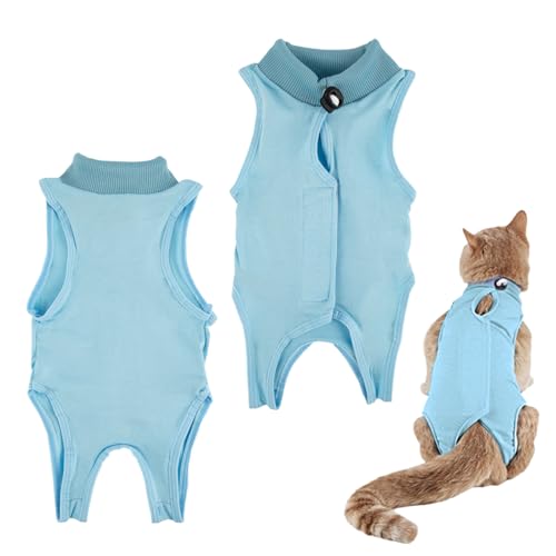 Katzenbody Nach Op,Katzen Einteiler Nach Operationen,Atmungsaktiver Weicher Anti Lecken Bodysuit für Katzen,Genesungskleidung Nach Sterilisation und Operationen bei Bauchwunden und Hautkrankheiten von Comforso