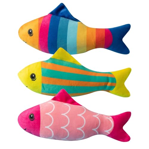 Katzenminze Spielzeug 3 Stück, Plüsch Katzenminze Kissen, Katzenminze Spielzeug Fisch Form 19CM, Katzenspielzeug mit Katzenminze, Katzenspielzeug für Katzen Spielen Kauen Zahnpflege und Interaktives von Comforso