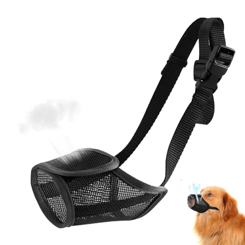 Maulkorb für Hunde mit Verstellbarem Riemen,Atmungsaktiver Bezug Ermöglicht Hecheln Trinken Fressen,Verhinderung Bellen Maske für Kleine Mittelgroße Große Hunde,Robuster Welpenmaulkorb für Training von Comforso