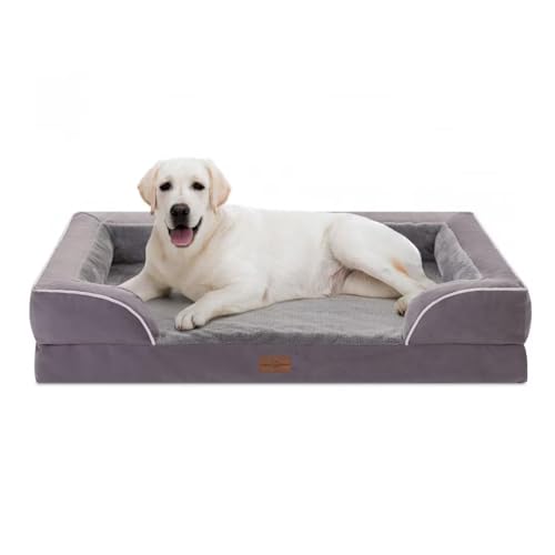 Comfort Expression, Jumbo-Hundebett für extra große Hunde, wasserdichtes orthopädisches Hundebett für große Rassen, waschbares PV-Hundesofa mit abnehmbarem Bezug und rutschfestem Boden (Jumbo, lila) von Comfort Expression