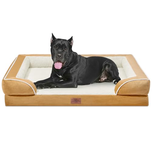 Comfort Expression, orthopädisches Hundebett, wasserdichtes Hundebett für extra große Hunde, waschbares Haustiersofa mit abnehmbarem Bezug und rutschfestem Boden (XXL, Khaki) von Comfort Expression