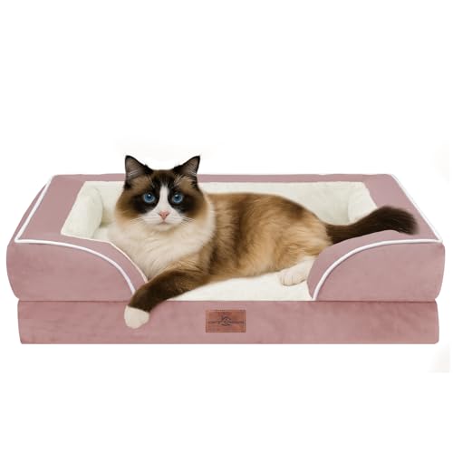 Comfort Expression, orthopädisches Sofa-Hundebett für kleine Hunde, wasserdicht, bequeme Schaumstoffpolsterung, abnehmbarer, waschbarer Bezug, rutschfeste Unterseite (Größe XXS, rosa) von Comfort Expression