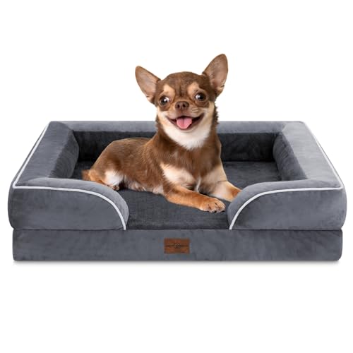 Comfort Expression, orthopädisches Sofa-Hundebett für kleine Hunde, wasserdicht, bequeme Schaumstoffpolsterung, abnehmbarer, waschbarer Bezug, rutschfeste Unterseite (XS, dunkelgrau) von Comfort Expression