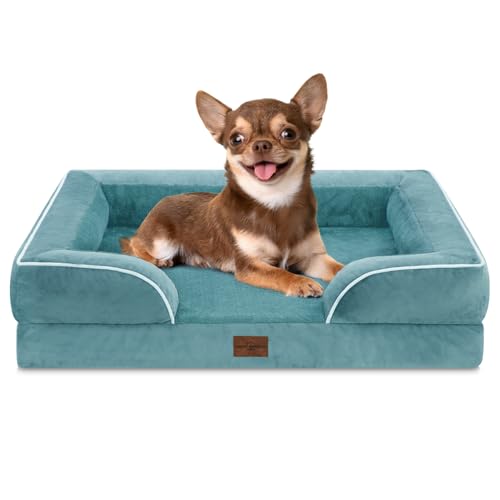 Comfort Expression, orthopädisches Sofa-Hundebett für kleine Hunde, wasserdicht, bequeme Schaumstoffpolsterung, abnehmbarer, waschbarer Bezug, rutschfeste Unterseite (XS, verwaschenes Blau) von Comfort Expression