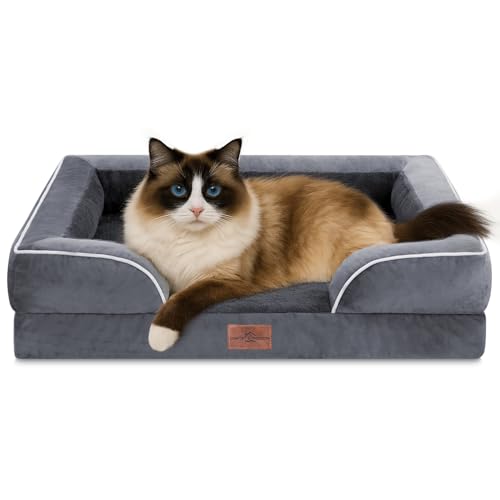 Comfort Expression, orthopädisches Sofa-Hundebett für kleine Hunde, wasserdicht, bequeme Schaumstoffpolsterung, abnehmbarer, waschbarer Bezug, rutschfeste Unterseite (XXS, dunkelgrau) von Comfort Expression