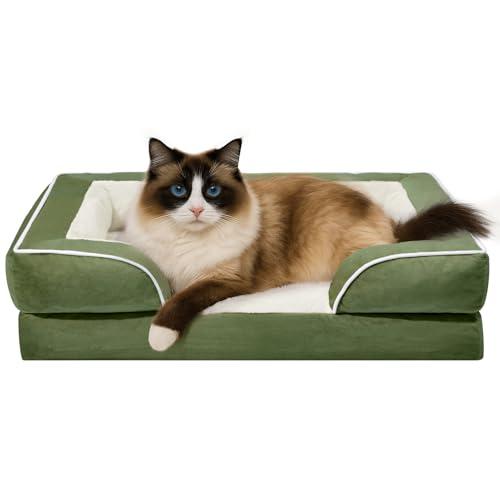 Comfort Expression, orthopädisches Sofa-Hundebett für kleine Hunde, wasserdicht, bequeme Schaumstoffpolsterung, abnehmbarer, waschbarer Bezug, rutschfeste Unterseite (XXS, hellgrün) von Comfort Expression