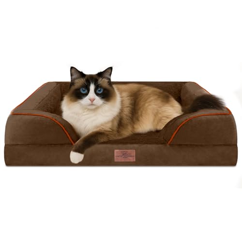 Comfort Expression, orthopädisches Sofa-Hundebett für kleine Hunde, wasserdicht, bequeme Schaumstoffpolsterung, abnehmbarer, waschbarer Bezug, rutschfeste Unterseite (XXS, schokoladenbraun) von Comfort Expression
