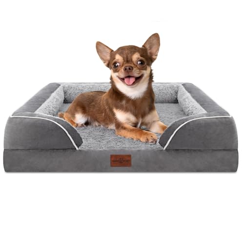 Comfort Expression, orthopädisches Sofa-Hundebett für kleine Hunde, wasserdicht mit bequemer Schaumstoffpolsterung – mit abnehmbarem, waschbarem Bezug und rutschfester Unterseite (Größe XS, grau) von Comfort Expression