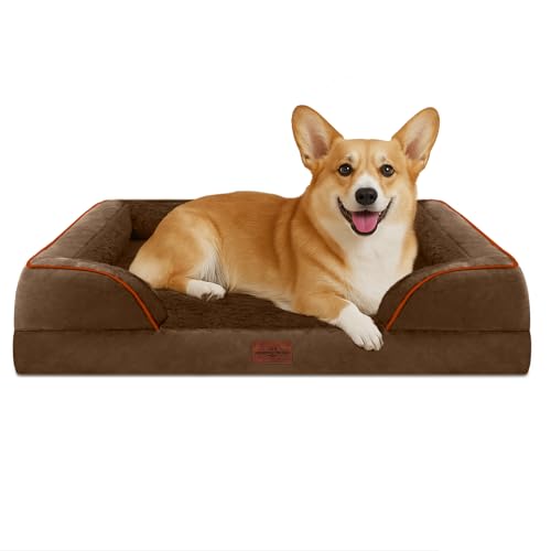 Comfort Expression, orthopädisches Sofa-Hundebett für mittelgroße und große Hunde, wasserdicht, Schaumstoffpolsterung, abnehmbarer, waschbarer Bezug, rutschfeste Unterseite (M, schokoladenbraun) von Comfort Expression