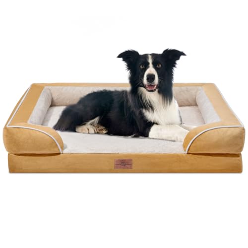 Comfort Expression Großes Hundebett Wasserdicht,orthopädische Großhundbett bequem Haustierbett Sofa mit abwaschbarem abnehmbaren abnehmbaren Bezug und rutschfestem Boden, von Comfort Expression
