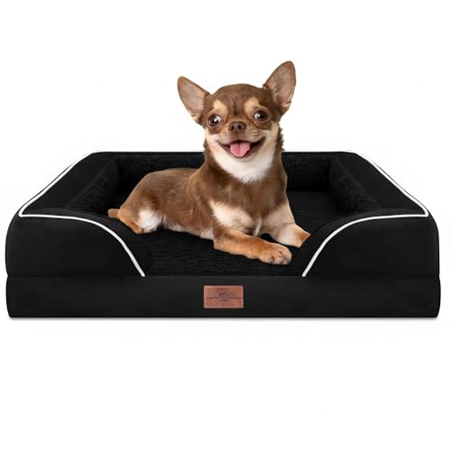 Comfort Expression Kleine Hundebetten, wasserdicht, orthopädisches Schaumstoff-Hundesofa für kleine Hunde, bequemes Haustierbett mit waschbarem, abnehmbarem Bezug und rutschfester Unterseite (XS von Comfort Expression