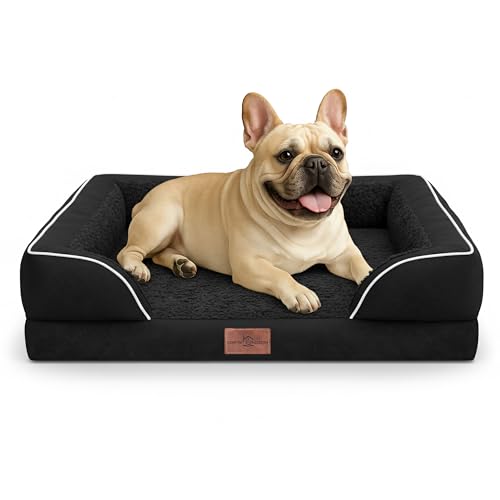 Comfort Expression Kleine Hundebetten, wasserdicht, orthopädisches Schaumstoff-Hundesofa für mittelgroße Hunde, bequemes Haustierbett mit waschbarem, abnehmbarem Bezug und rutschfester Unterseite von Comfort Expression