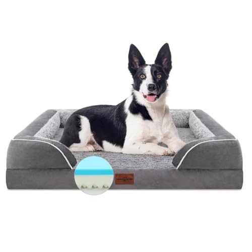 Comfort Expression Kühlendes Hundebett, Hundebetten für extra große Hunde, Jumbo Hundebett Orthopädisch, XL Hundebett, Wasserdichtes Hundebett mit abnehmbarem Bezug, Haustierbett Groß mit Nackenrolle von Comfort Expression