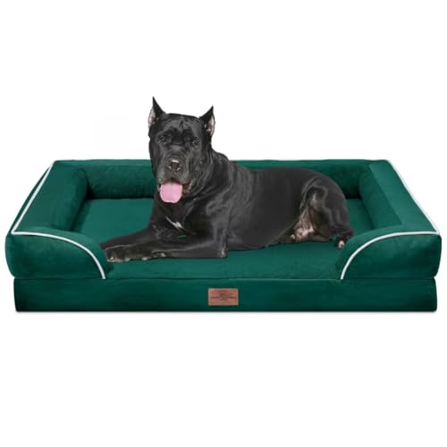 Comfort Expression Orthopädisches Hundebett wasserdicht, XXL für übergroße Hunde, waschbares Sofa mit abnehmbarem Bezug & rutschfester Unterseite (XX-Large, Smaragd) von Comfort Expression