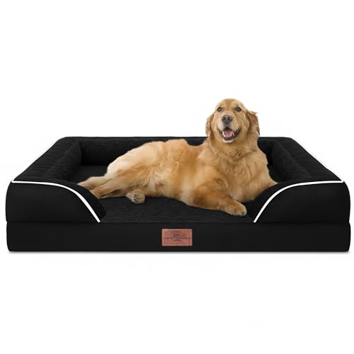 Comfort Expression Wasserdichtes orthopädisches Schaumstoff-Hundebett für extra große Hunde, strapazierfähiges Hundesofa, das Haustierbett, waschbar, abnehmbarer Bezug mit Reißverschluss und von Comfort Expression