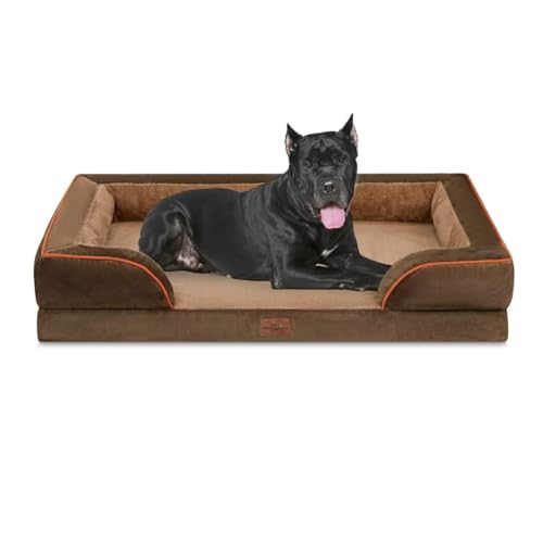 Comfort Expression XXL Hundebett - Wasserdichtes Orthopädisches Hundesofa, Langlebiges PV Waschbares Bett Braun, Groß Mit Abnehmbarem Bezug Mit Reißverschluss von Comfort Expression