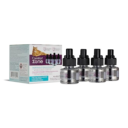 4er-Nachfüllpack im Sparpaket (120 Tage) für Comfort Zone Diffuser, Pheromone für EIN entspanntes Zuhause - reduziert Stress, Markieren, Kratzen und andere problematische Verhaltensweisen. von Comfort Zone