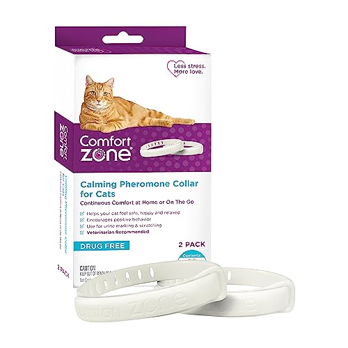 Comfort Zone 2 Stück beruhigendes Pheromon-Halsband für Katzen, entlastet Ihre Katze, hilft Katzen, Sich sicher, glücklich und ruhig zu fühlen und gleichzeitig unerwünschtes Verhalten zu reduzieren von Comfort Zone