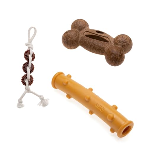 Ecomfy - Hundespielzeug-Set 3 (Woody Eco Toother 3EL 30cm, Strong Dog Wood Eco Snacky Bone 11cm, Meaty Eco Dental Stick 12.5cm) von Comfy