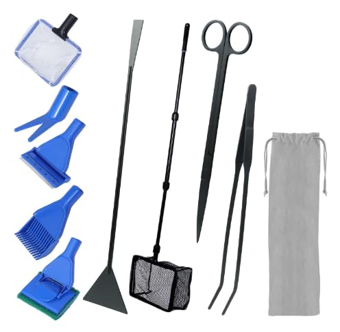 Comioke 6 in 1 Aquarium Reinigung Werkzeug Set, Aquarium Reinigungswerkzeuge, Aquascaping Set, Reinigungswerkzeuge mit Fischnetz, Kiesrechen, Algenschaber, Float Gabel, Schwamm, Löffelnetz Comioke 6 in 1 Aquarium Reinigung Werkzeug Set, Aquarium Reinigungswerkzeuge, Aquascaping Set, Reinigungswerkzeuge mit Fischnetz, Kiesrechen, Algenschaber, Float Gabel, Schwamm, Löffelnetz von Comioke