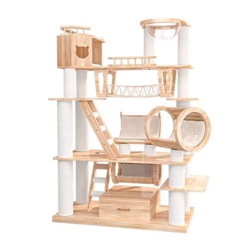 CommSin Cat Tree, großes Katzenkratzbrett, Kratzbaum groß aus Massivholz, Geeignet für Große Katzen, Katzenturm mit Luftkorridor, Spaceball und Schubladen, Ideal für den Innenbereich und Mehrkatzenha CommSin Cat Tree, großes Katzenkratzbrett, Kratzbaum groß aus Massivholz, Geeignet für Große Katzen, Katzenturm mit Luftkorridor, Spaceball und Schubladen, Ideal für den Innenbereich und Mehrkatzenha von CommSin