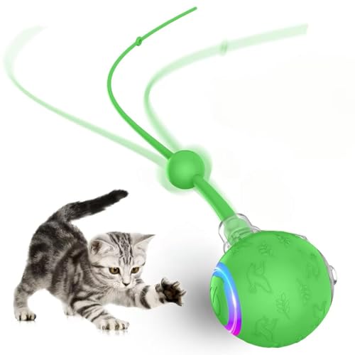 CommSin Interaktiver Katzenspielzeugball für Hauskatzen, ferngesteuertes rollendes Teazys-Katzenspielzeug mit 3 Modi, 80 g schweres, langlebiges Silikonspielzeug für Katzen- und Hundefamilien (grün) CommSin Interaktiver Katzenspielzeugball für Hauskatzen, ferngesteuertes rollendes Teazys-Katzenspielzeug mit 3 Modi, 80 g schweres, langlebiges Silikonspielzeug für Katzen- und Hundefamilien (grün) von CommSin