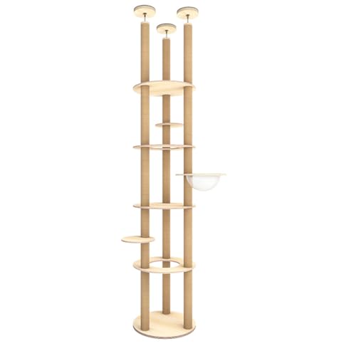CommSin Katzenkratzbaum mit 3 Astronautenschalen, höhenverstellbar - Stabiles Indoor-Klettergerüst für Katzen in Wohnung und Haus - Ideal für Katzenbesitzer! (270-280cm) von CommSin