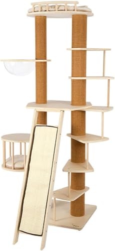 CommSin Kratzbaum Groß: EIN massives Klettergerüst aus hochwertigem Holz bietet Ihrer Katze eine stabile Kletterumgebung und viel zusätzlichen Platz. Ideal für Haushalte mit Mehreren Katzen. von CommSin