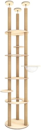 Höhenverstellbarer Katzenkratzbaum mit 3 Hängematten – Stabiles Indoor-Klettergerüst für Haus & Wohnung. Ideal für aktive Katzen (260-270CM) von CommSin