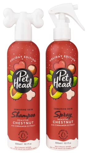 Pet Head Hundeshampoo und Spray-Set | Geröstete Kastanie mit Zimtduft, Urlaubs-Edition| Weihnachtsshampoo für Hunde mit empfindlicher Haut | Vegan | Sanfte Formel für Welpen | je 300 ml Pet Head Hundeshampoo und Spray-Set | Geröstete Kastanie mit Zimtduft, Urlaubs-Edition| Weihnachtsshampoo für Hunde mit empfindlicher Haut | Vegan | Sanfte Formel für Welpen | je 300 ml von Company of Animals