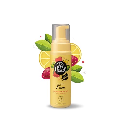 Pet Head Felin' Good Schaumshampoo ohne Ausspülen für Katzen | Zitronenbeeren-Duft | Pflegt & Beruhigt das Fell Ihres Katzens | Schnell & Einfach zu Bedienen | Sanfte Formel für Kätzchen | 200ml Pet Head Felin' Good Schaumshampoo ohne Ausspülen für Katzen | Zitronenbeeren-Duft | Pflegt & Beruhigt das Fell Ihres Katzens | Schnell & Einfach zu Bedienen | Sanfte Formel für Kätzchen | 200ml von Company of Animals