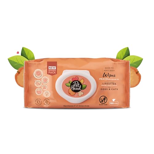 Pet Head Quick Fix Pflegetücher für Hunde und Katzen | Pfirsichduft | Für eine schnelle und einfache Auffrischung | Vegan & Tierversuchsfrei | Ideal für Haustiere aller Größen | 100 Stück Pet Head Quick Fix Pflegetücher für Hunde und Katzen | Pfirsichduft | Für eine schnelle und einfache Auffrischung | Vegan & Tierversuchsfrei | Ideal für Haustiere aller Größen | 100 Stück von Company of Animals