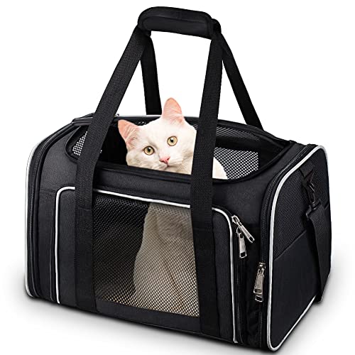 Comsmart Transporttasche für Katzen, Haustiere, von Fluggesellschaften zugelassen, zusammenklappbar, für Tiere bis zu 6,8 kg, Transporttasche für kleine, mittelgroße Katzen, Hunde, Welpe von Comsmart