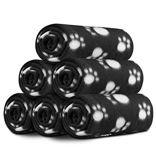 Comsmart Warm Paw Print Blanket/Bed Cover for Dogs and Cats Black, 6 Pack of 39 x 31 Inches von Comsmart