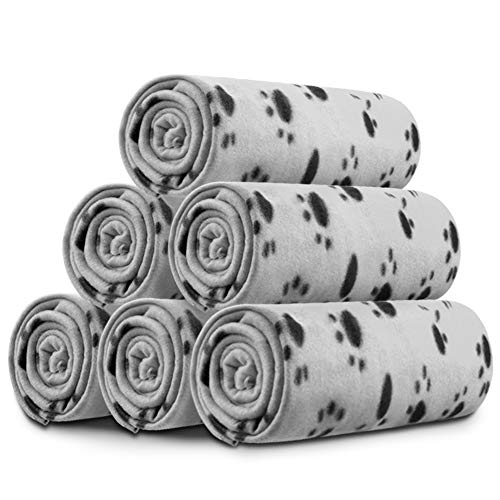 Comsmart Warm Paw Print Blanket/Bed Cover for Dogs and Cats Grey, 6 Pack of 39 x 31 Inches von Comsmart