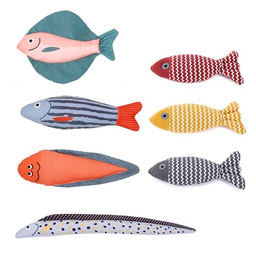 ComtechIQ Katzenminze-Spielzeug – Kätzchen-Minzspielzeug zum Zähneknirschen und Reinigen, niedliches Fisch-Design (7 Stück) von ComtechIQ
