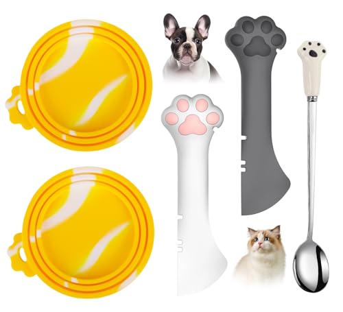Comtim 5-teiliges Dosendeckel- und Löffel-Set für Tierfutter – Silikon-Deckel für Hunde- und Katzenfutter, multifunktionaler Löffel, Spatel, Dosenöffner für Nassfutter, langer Griff, Löffel, einfach Comtim 5-teiliges Dosendeckel- und Löffel-Set für Tierfutter – Silikon-Deckel für Hunde- und Katzenfutter, multifunktionaler Löffel, Spatel, Dosenöffner für Nassfutter, langer Griff, Löffel, einfach von Comtim