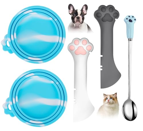 Comtim 5-teiliges Dosendeckel- und Löffel-Set für Tierfutter – Silikon-Deckel für Hunde- und Katzenfutter, multifunktionaler Löffel, Spatel, Dosenöffner für Nassfutter, langer Griff, Löffel, einfach Comtim 5-teiliges Dosendeckel- und Löffel-Set für Tierfutter – Silikon-Deckel für Hunde- und Katzenfutter, multifunktionaler Löffel, Spatel, Dosenöffner für Nassfutter, langer Griff, Löffel, einfach von Comtim