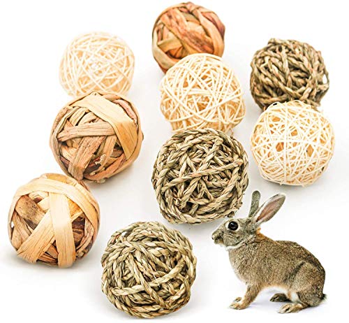 ConBlom Haustier-Kauen-Spielzeug-natuerliches Gras-Ball mit Bell Fuer Kaninchen Hamster Meerschweinchen Zahnreinigung Kleintier Activity Toy für Bunny Rabbits Meerschweinchen Rennmäuse Grass Toys von ConBlom