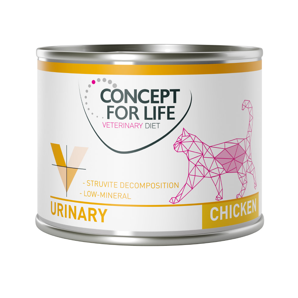 6 x 185 g / 200 g Concept for Life Veterinary Diet zum Sonderpreis! - Urinary Huhn (6 x 200 g) von Concept for Life VET