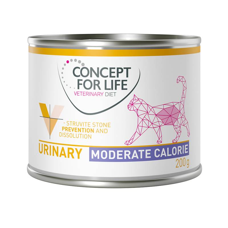 6 x 185 g / 200 g Concept for Life Veterinary Diet zum Sonderpreis! - Urinary Moderate Calorie Huhn (6 x 200 g) von Concept for Life VET