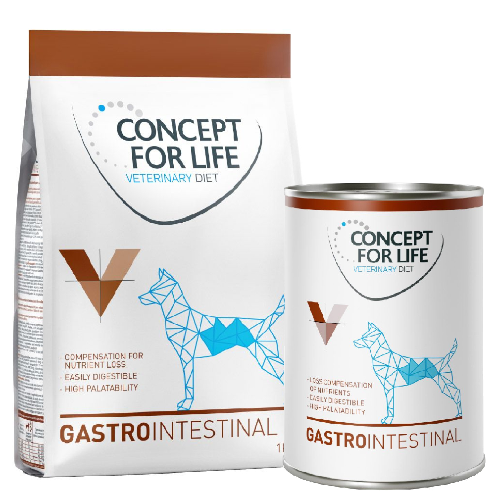 Kombi-Paket: Concept for Life Veterinary Diet Gastrointestinal Hundefutter - 1 kg Trockenfutter + 6 x 400 g Nassfutter Kombi-Paket: Concept for Life Veterinary Diet Gastrointestinal Hundefutter - 1 kg Trockenfutter + 6 x 400 g Nassfutter von Concept for Life VET