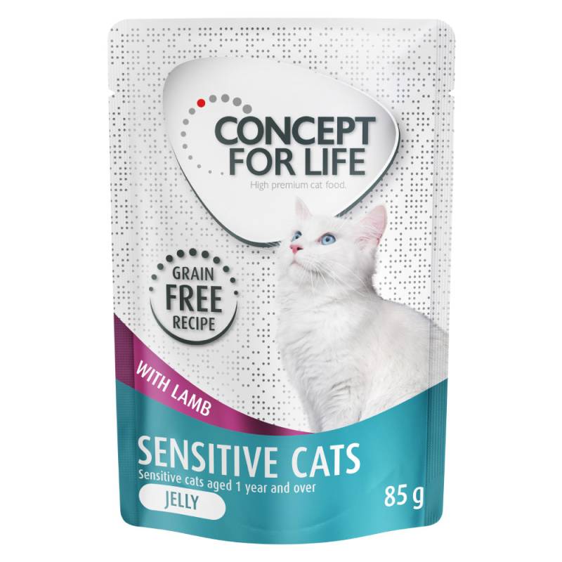 12 x 85 g Concept for Life getreidefrei zum Sonderpreis! - Senstive Cats Lamm - in Gelee von Concept for Life