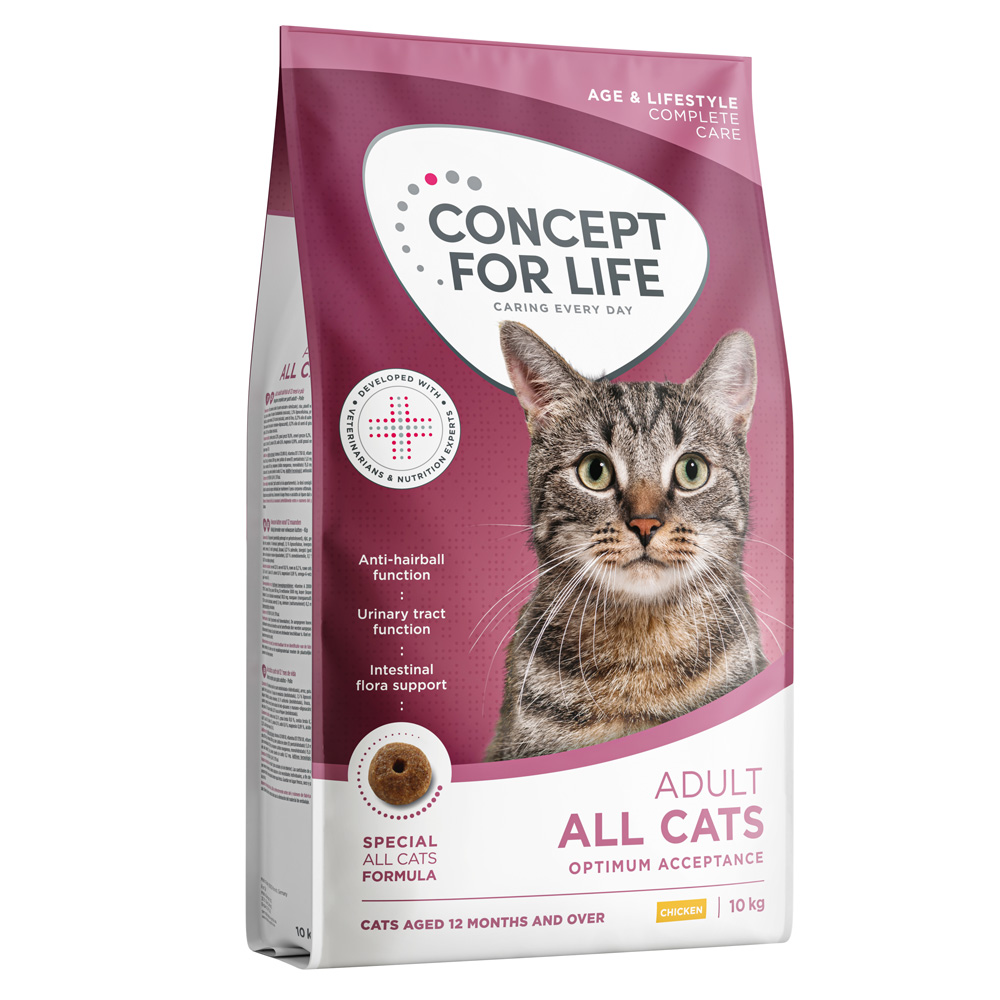 2 kg gratis! 10 kg Concept for Life - All Cats Adult von Concept for Life