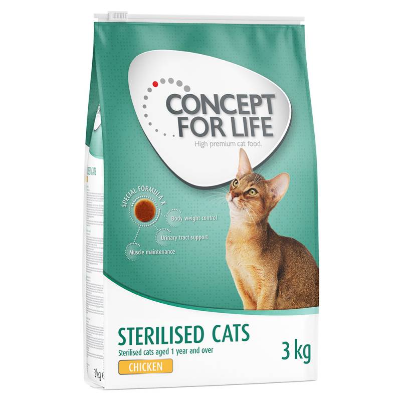 3 kg Concept for Life Adult zum Sonderpreis! - Sterilised Cats Chicken 3 kg von Concept for Life