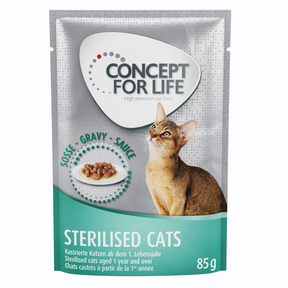 48 x 85 g Concept for Life - 10 € Rabatt! - Sterilised Cats in Soße von Concept for Life